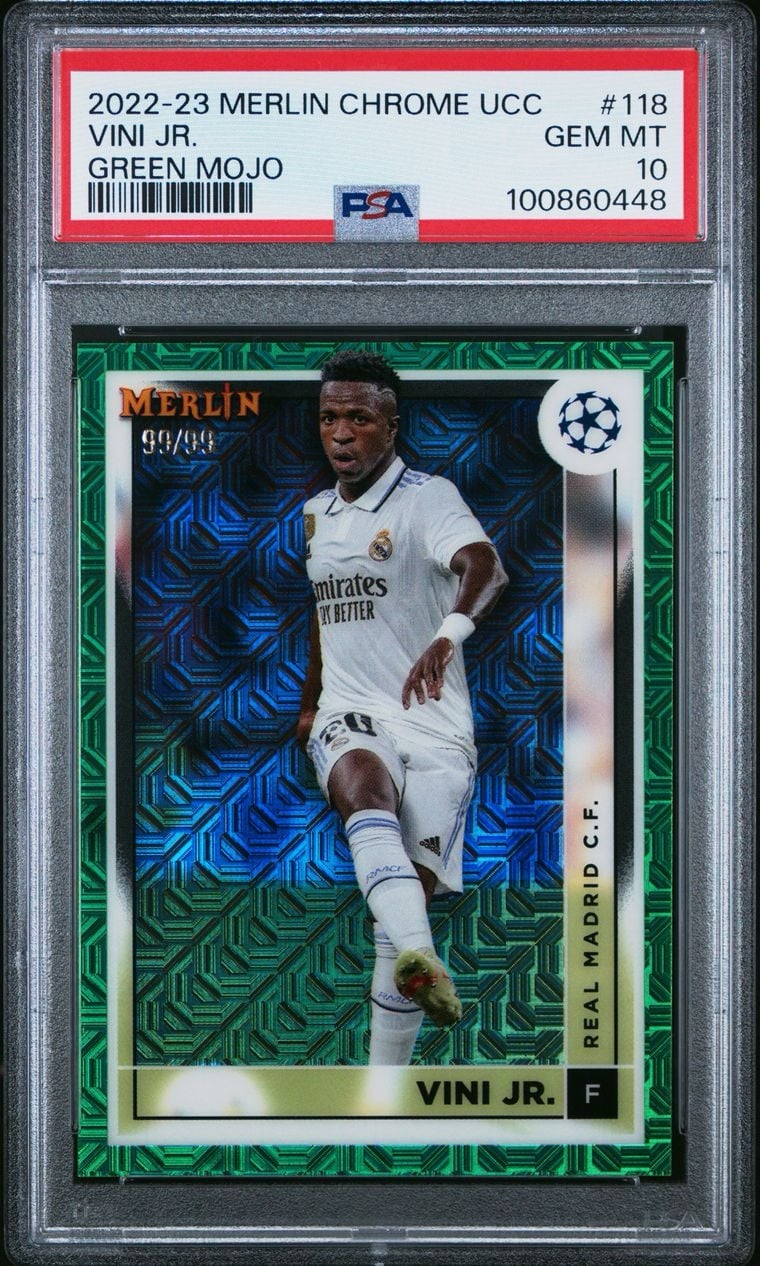 2022 Merlin Chrome UCC Vini Jr Green Mojo /99 #188 PSA 10 Real Madrid