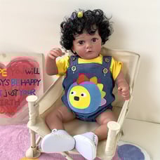 23inch 58cm Cute Simulative Reborn Doll, Dark Brown Skin Color, Hand-planted
