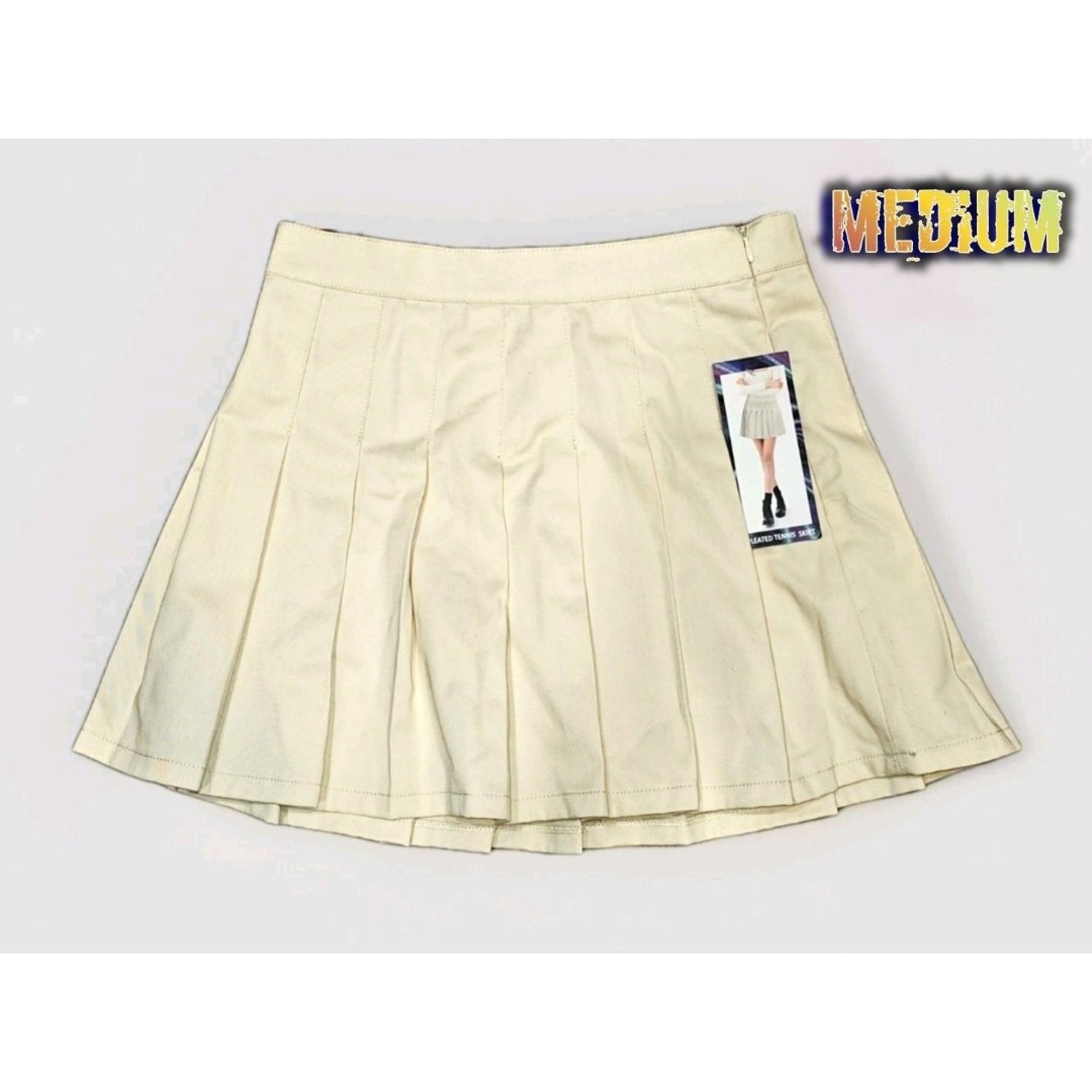 Mamba Jeans Ivory Pleated Tennis Skirt - Size Medium (Waist 28in, Length 15in)
