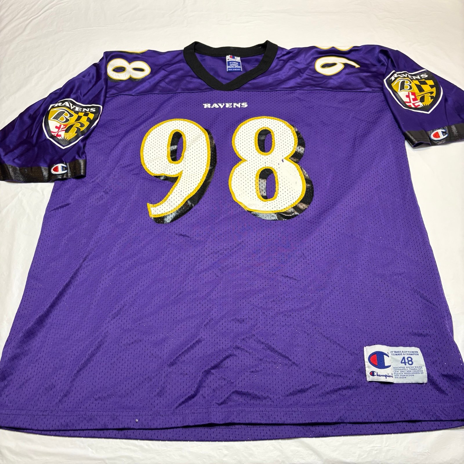 Champion Tony Siragusa #98 Baltimore Ravens Purple Football Jersey Men’s 48