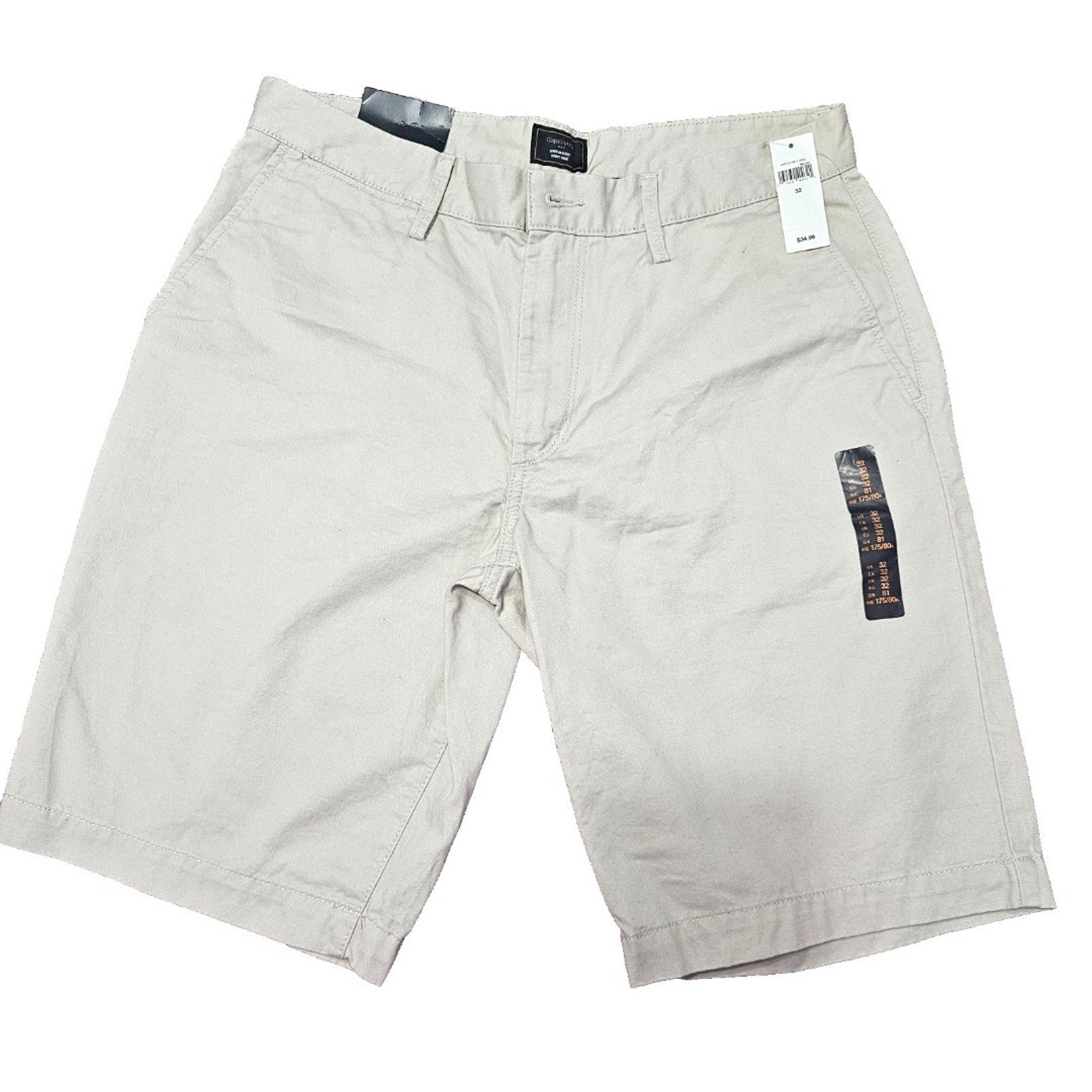Mens Gap Beige Khakis Lived In Shorts Chino 10" Inseam Cotton Stretch Size 32