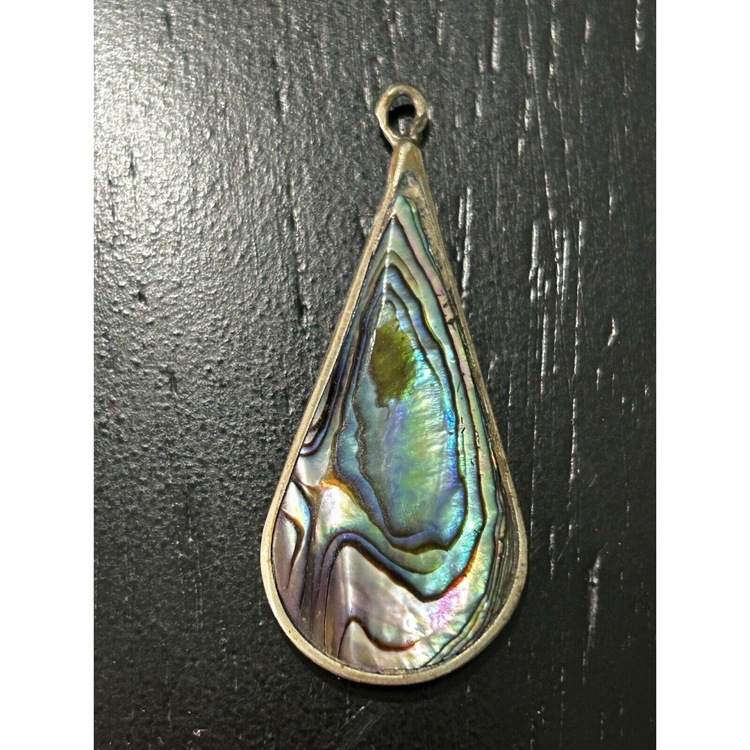 Abalone Pendant Teardrop México Native Silver 925 Pearl Clam