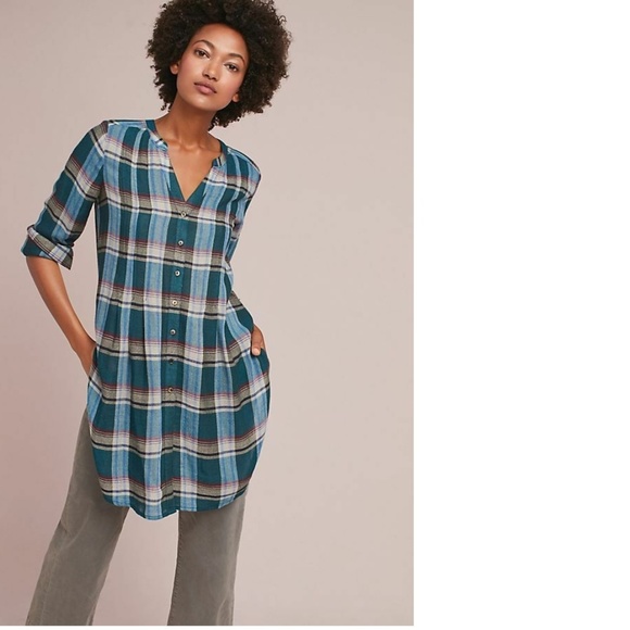 new Anthropologie Lucie Plaid Tunic SIZE S