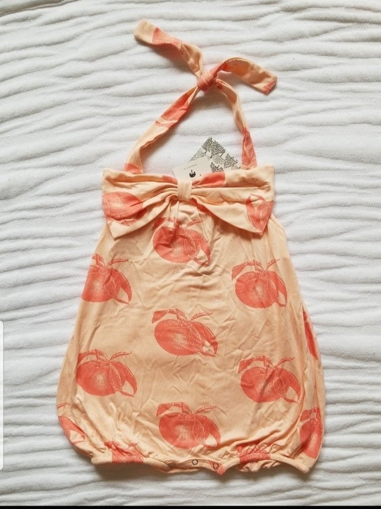 Kate Quinn peach bow bubble 2T NWT
