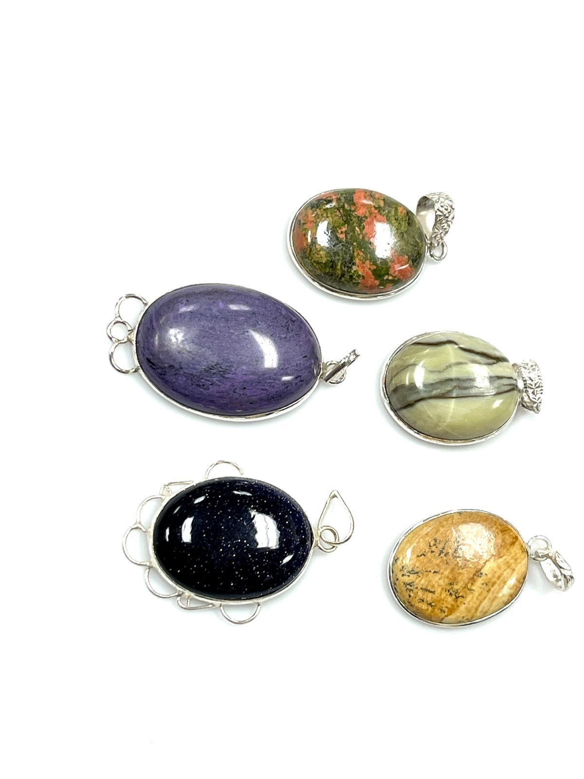 5 Pcs. Sterling Silver Gemstone Penndant