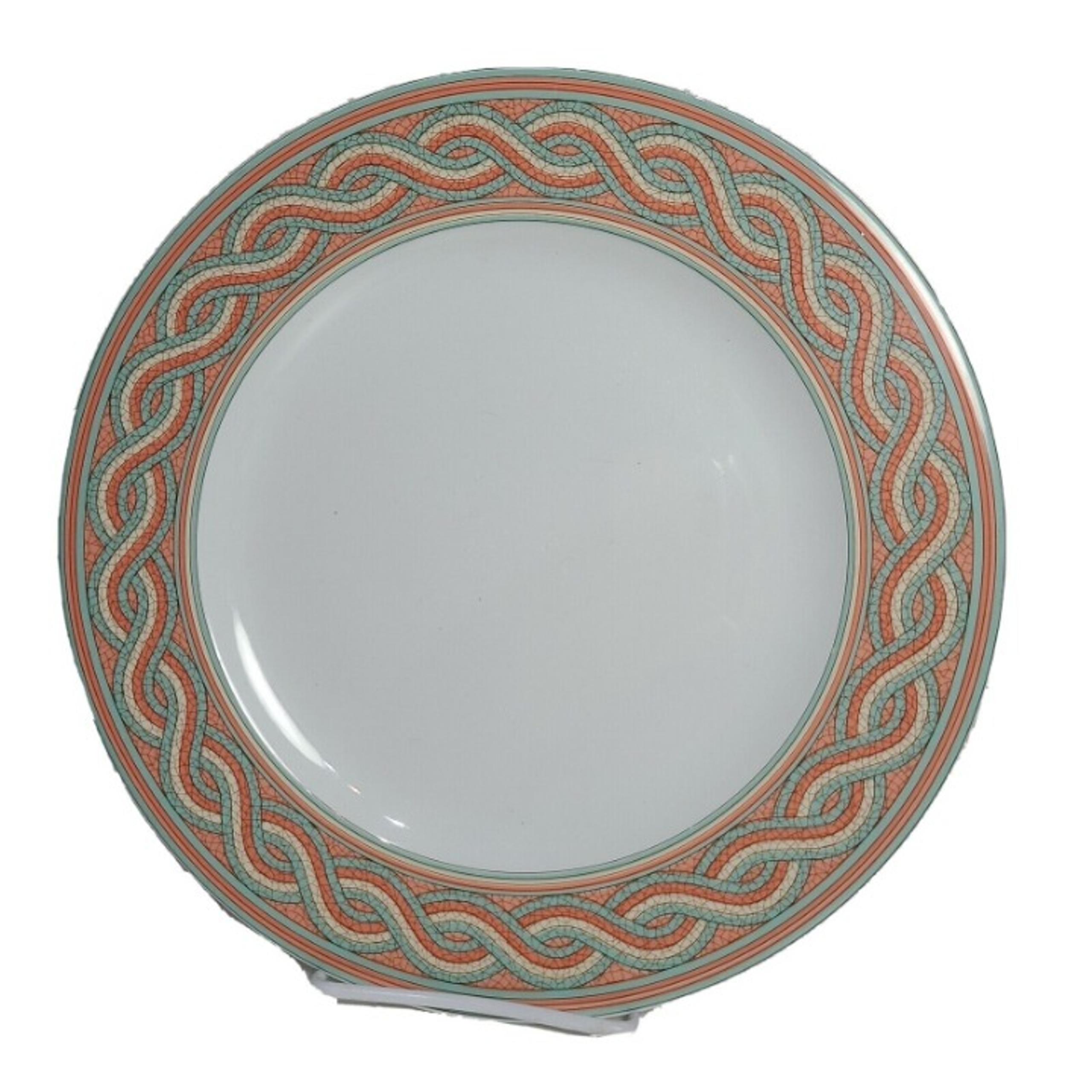Rosenthal 11.75"  Charger Platter Large plate Round coral turquoise tile trim
