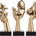 3 PCS Thinker Small Statue, Golden Black Abstract Art Sculpture Modern Home Deco