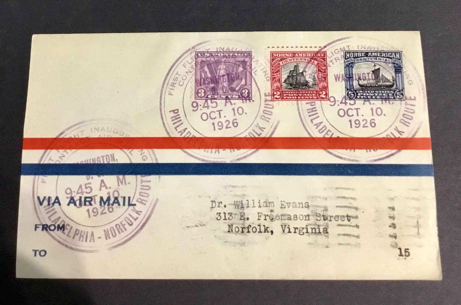 Dr Stamps US First Flight Air Mail 1926