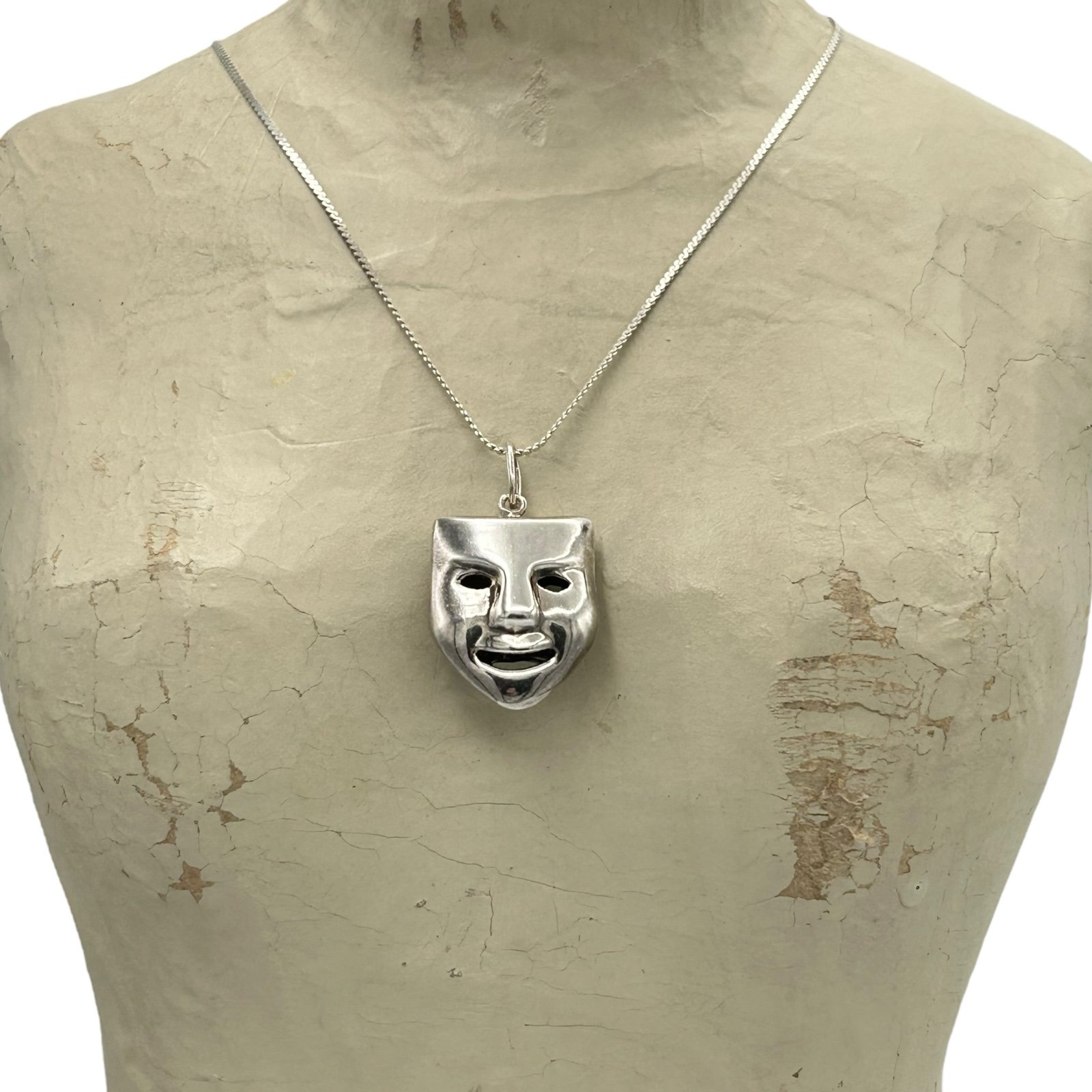 Vintage Sterling Silver Comedy Two Sided Tragedy Mask