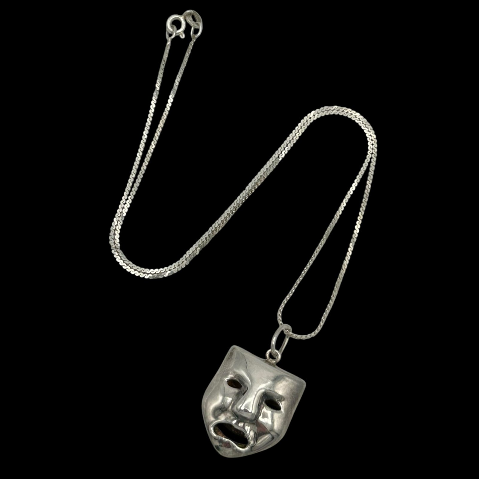 大好き Two Comedy Silver Sterling Vintage Sided Mask Tragedy アクセサリー