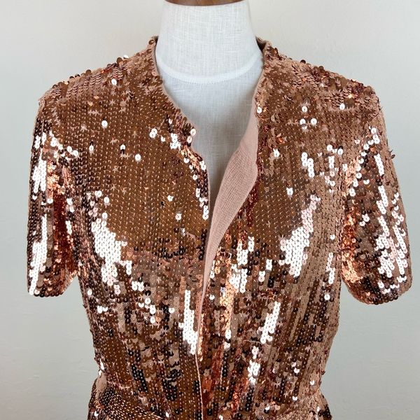 Boston Proper Rose Gold Must offers Have Sequin Cardigan Jacket