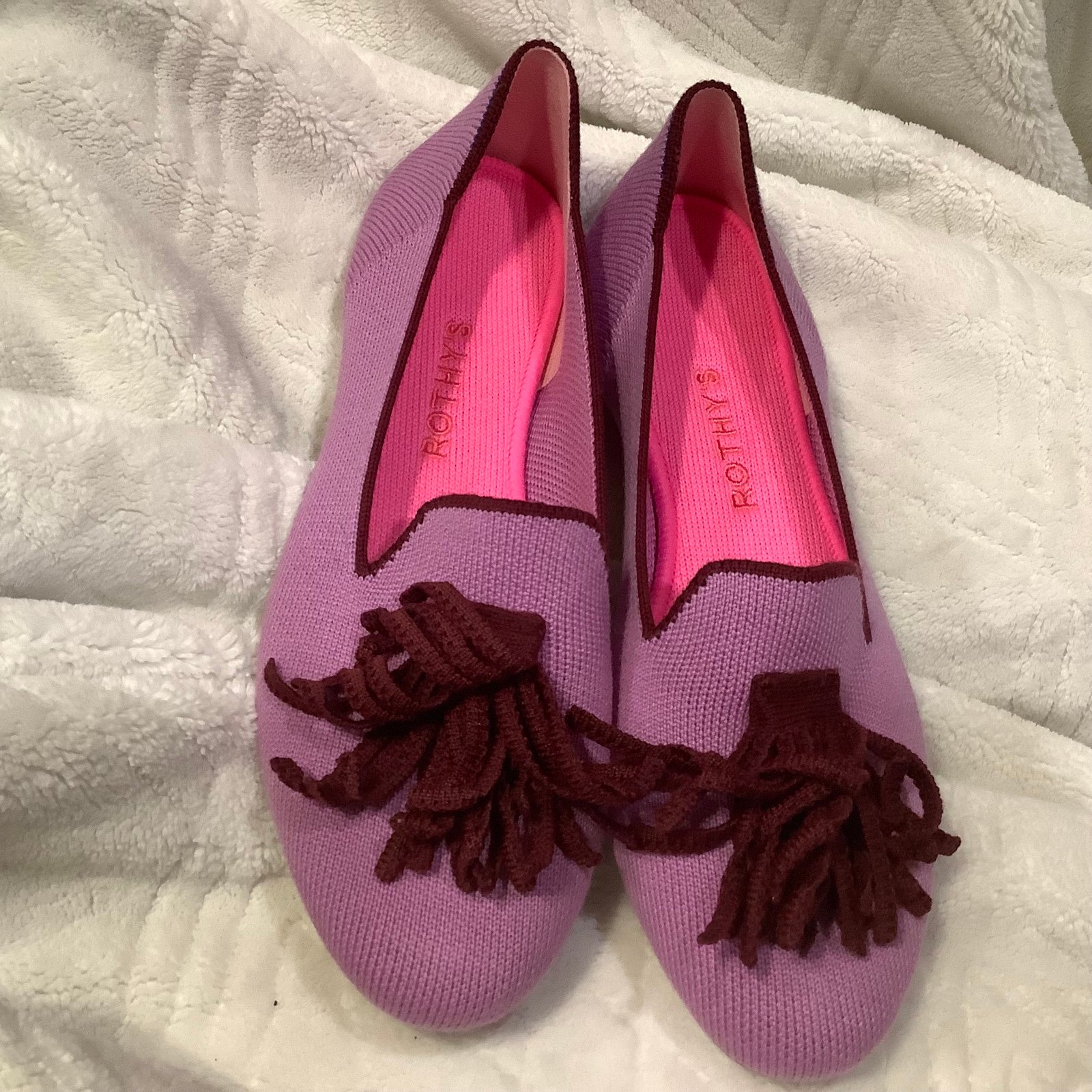 Rothy's The Merino Tassel Loafer Lavender Wool Blend Slip On Flats Women’s US 7