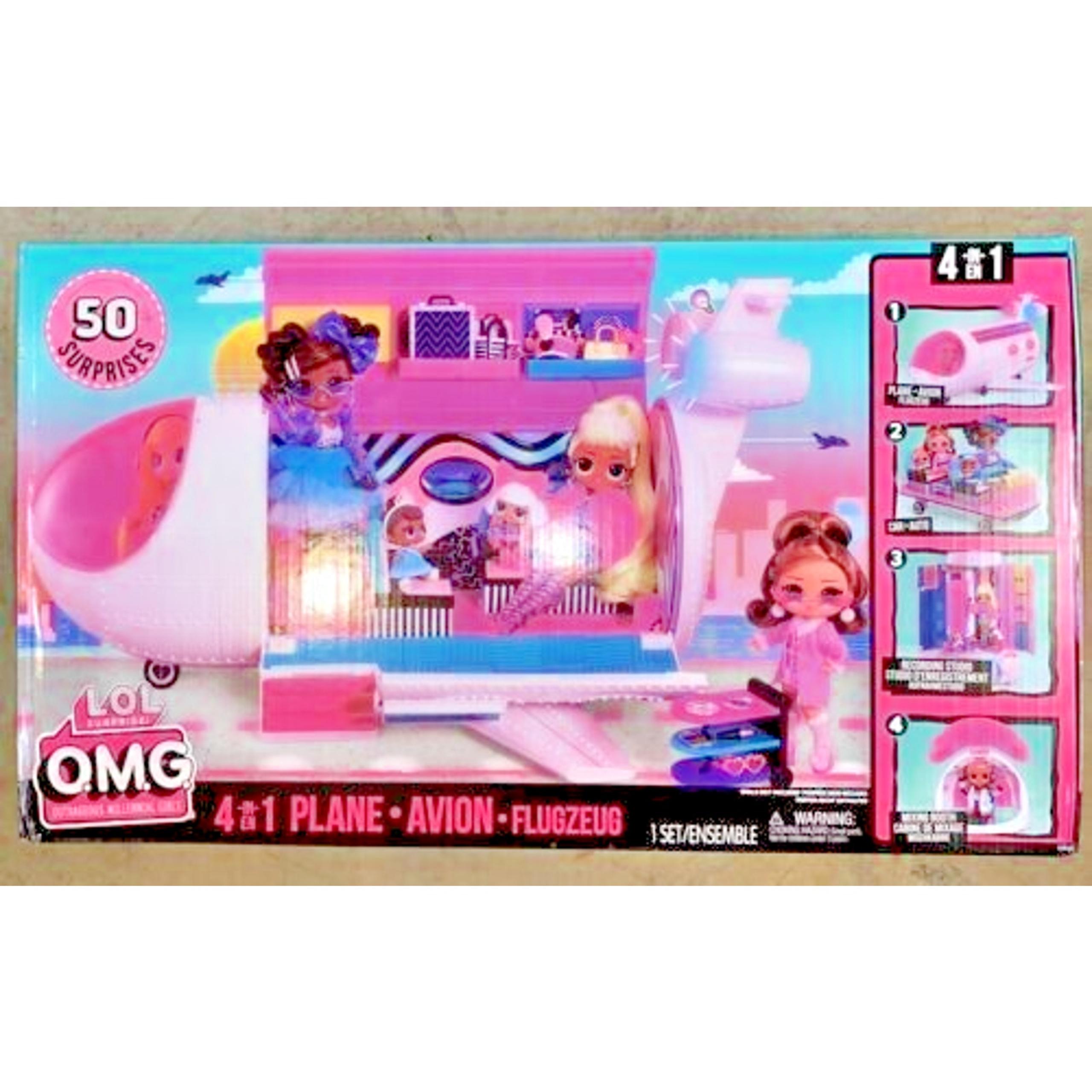 NEW! LOL Surprise OMG 4-in-1 Plane Playset with 50 Surprises Toy for Kids