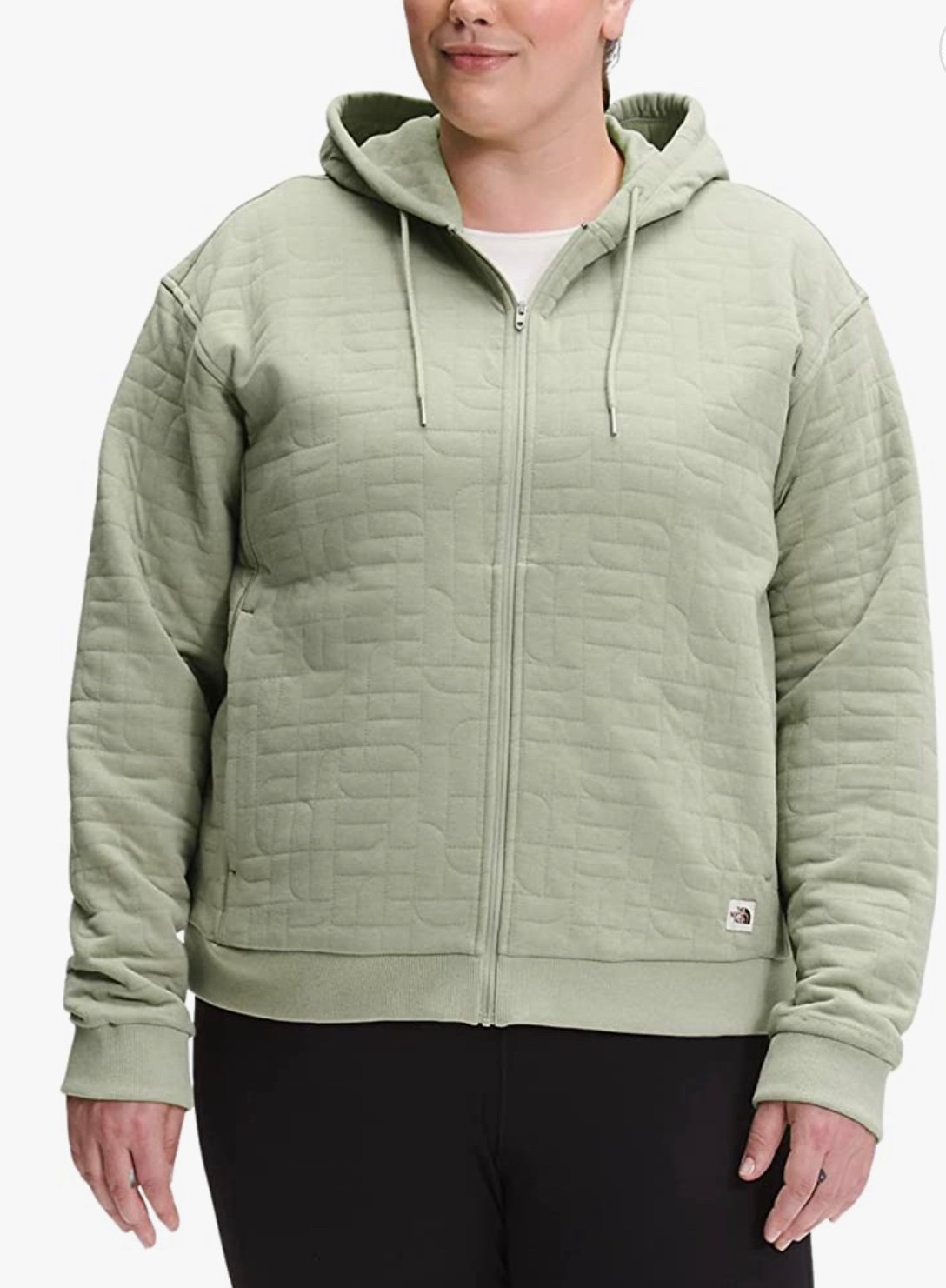 The North Face Women Longs Peak Quilted FullZip Hoodie, 3x,Tea Green White Heat