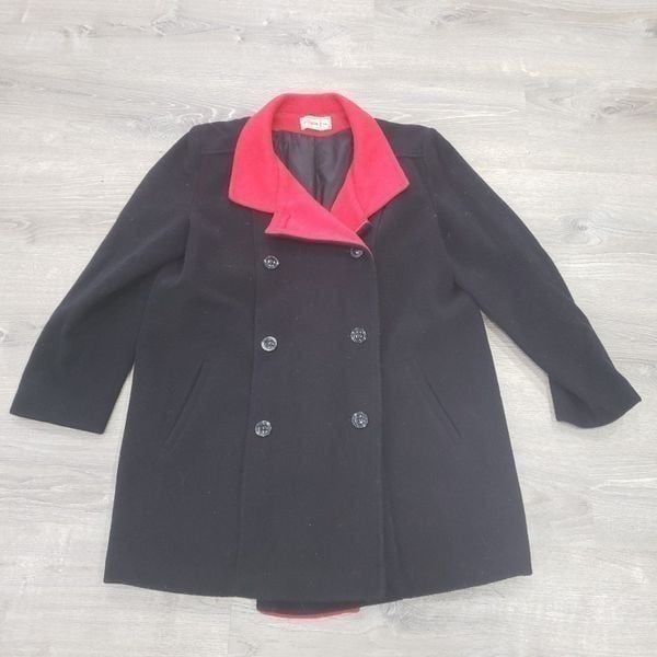 Vintage Herman Kay 80% Wool Peacoat Dress Coat Womens Size Medium Made In USA