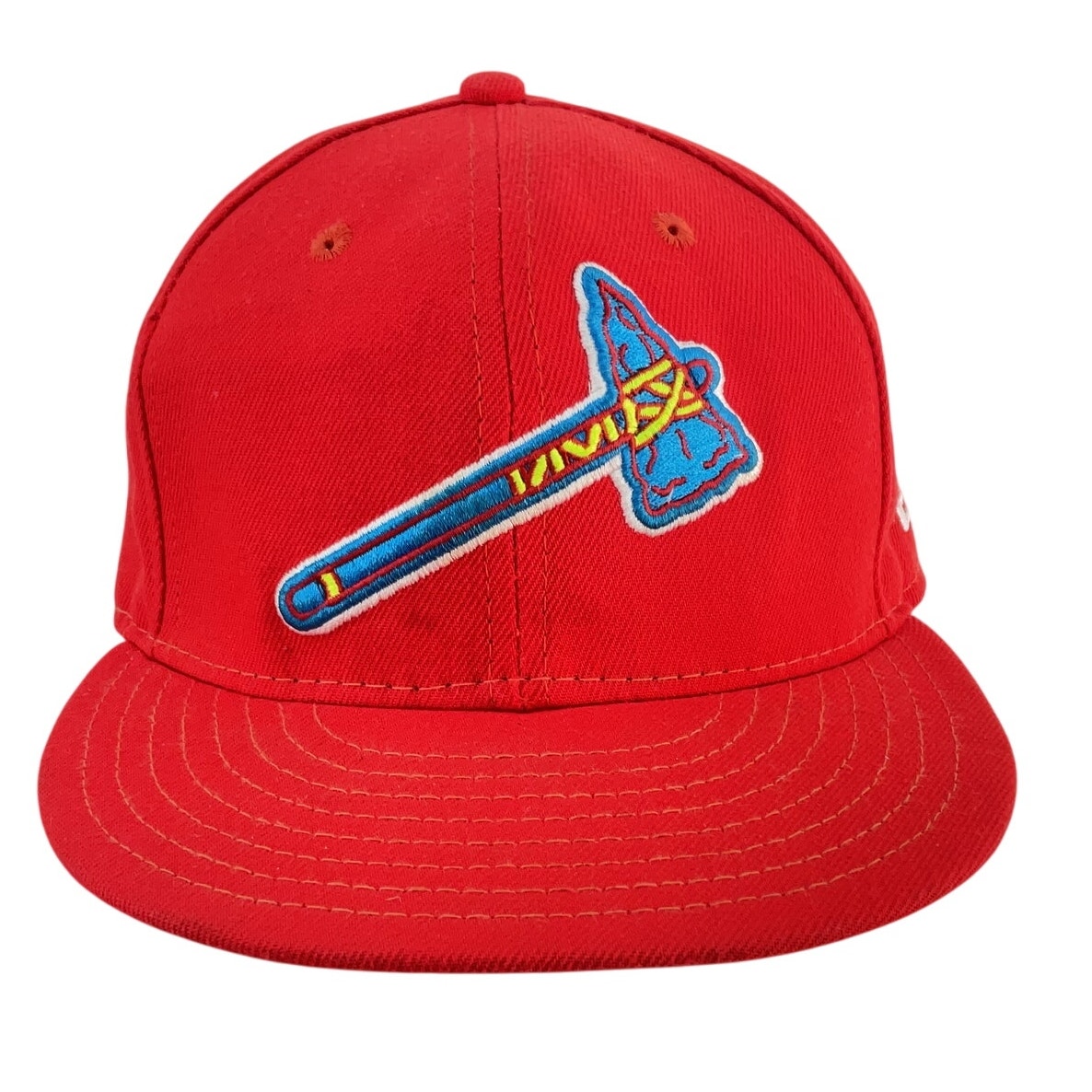 New Era Atlanta Braves Red Baseball Cap Men’s Size 6 7/8 Polyester Pre-Owned