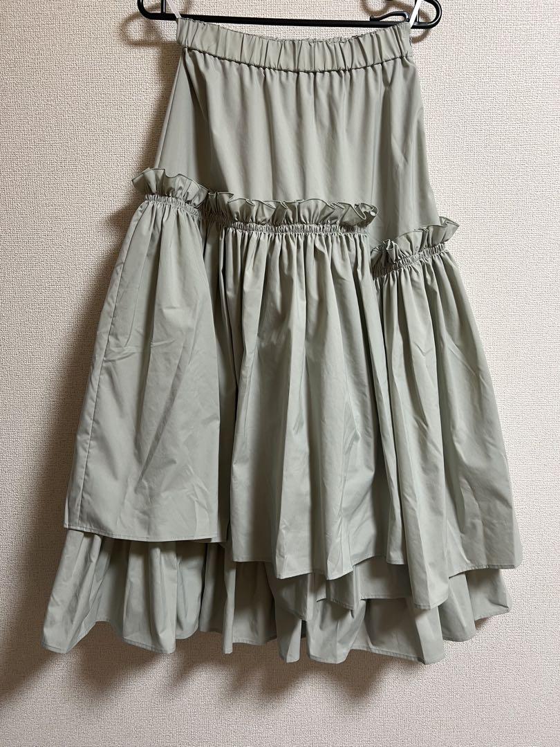 UNITED ARROWS Asymmetric Tiered Frill Skirt Gray S