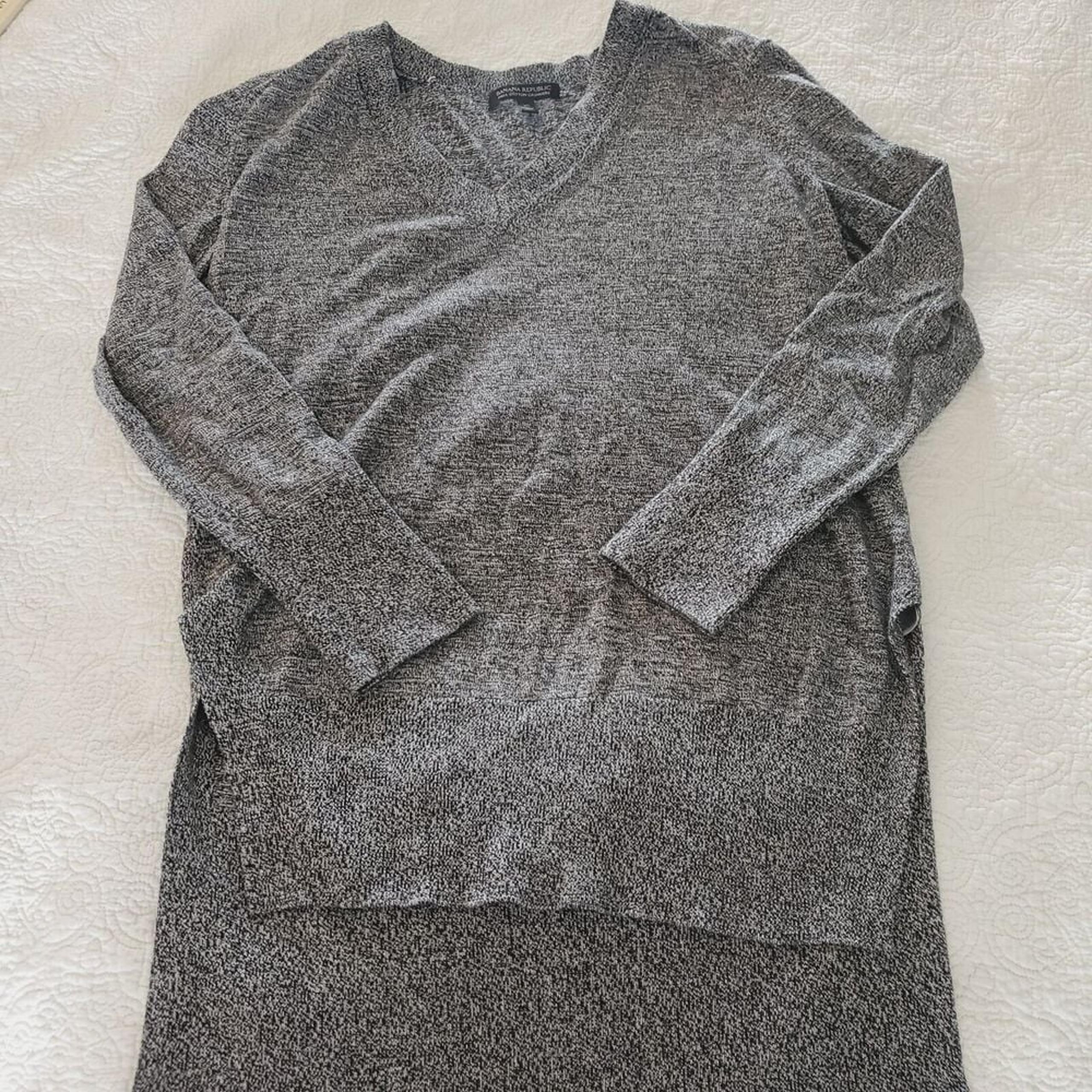 BANANA REPUBLIC Pima Cotton Cashmere Sweater XS Knit Marled Black White