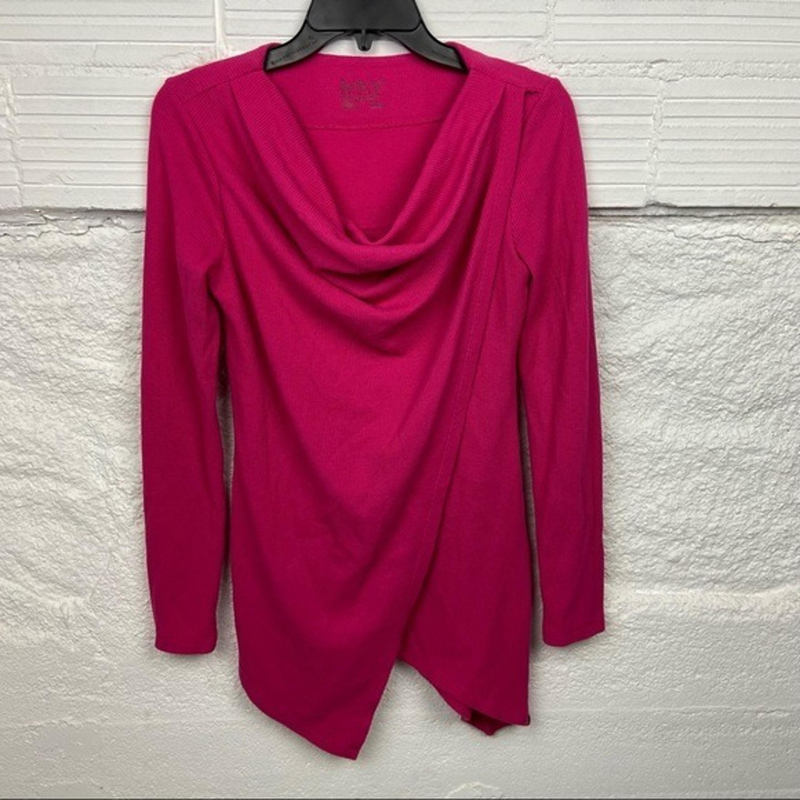 MARC NEW YORK PERFORMANCE hot pink thermal long sleeve cotton stretch tunic/ top