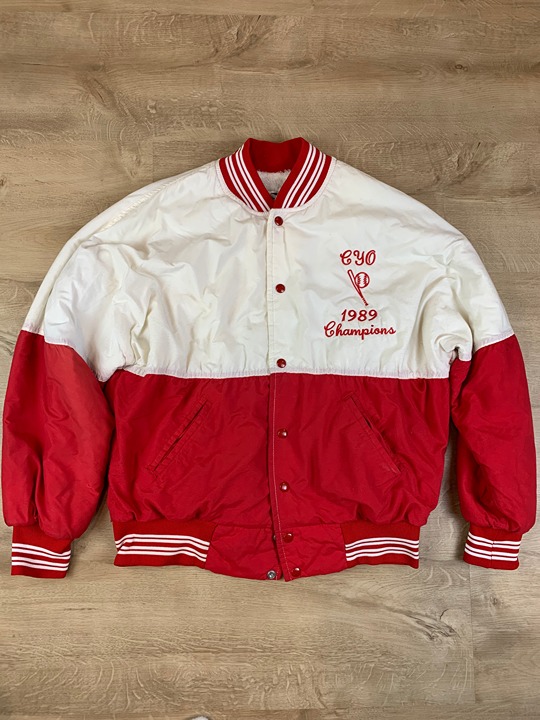 True Vintage 80s 1989 CYO Baseball Champions Snap Button Jacket West Wind USA L