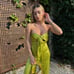 Zara jumpsuit pistachio cut out bow satin wide leg sleeveless wedding party