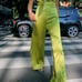 Zara jumpsuit pistachio cut out bow satin wide leg sleeveless wedding party