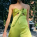 Zara jumpsuit pistachio cut out bow satin wide leg sleeveless wedding party
