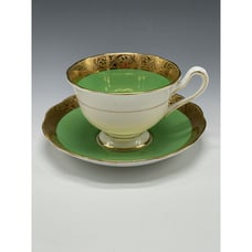 Royal Albert Regency Teacup & Saucer Green Gold Vintage England