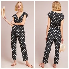 Anthropologie Corey Lynn Calter Polka Dot Jumpsuit Black