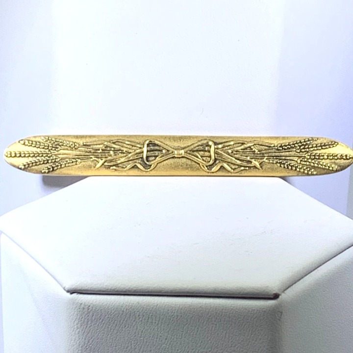 MFA Museum Of Fine Arts Brooch Pin Gold Tone Mourning Vintage Signed