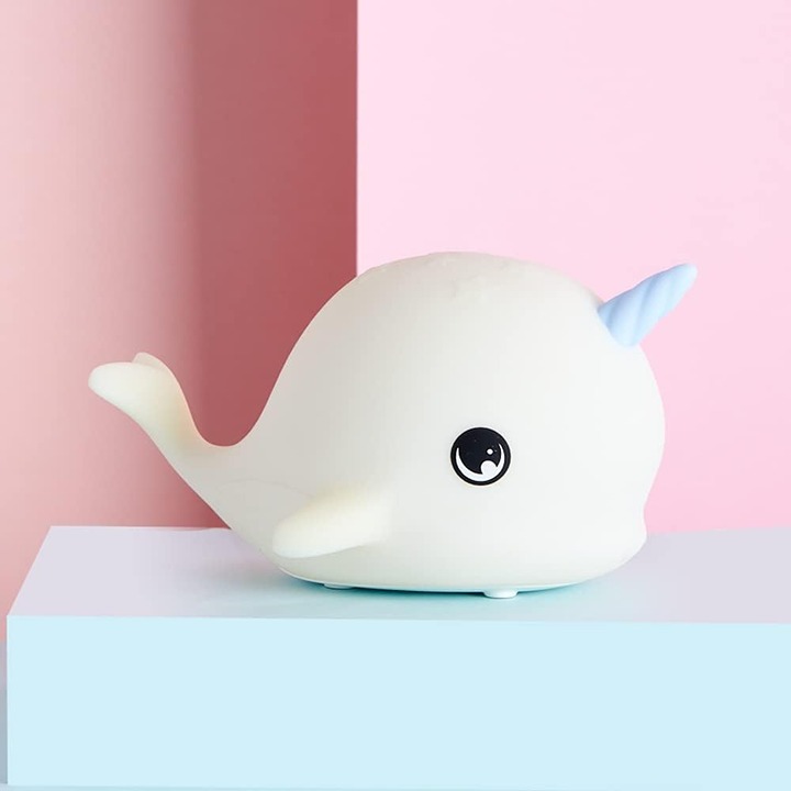 Silicone Night Light, Baby Feeding with Sleeping Light 7 Gradient Colors Blue-df