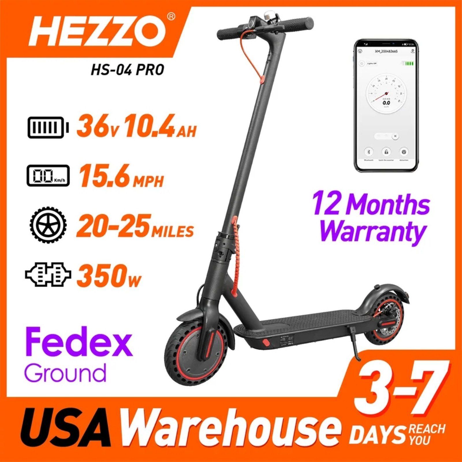 Hezzo Electric Scooter 350W Folding 16 MPH
