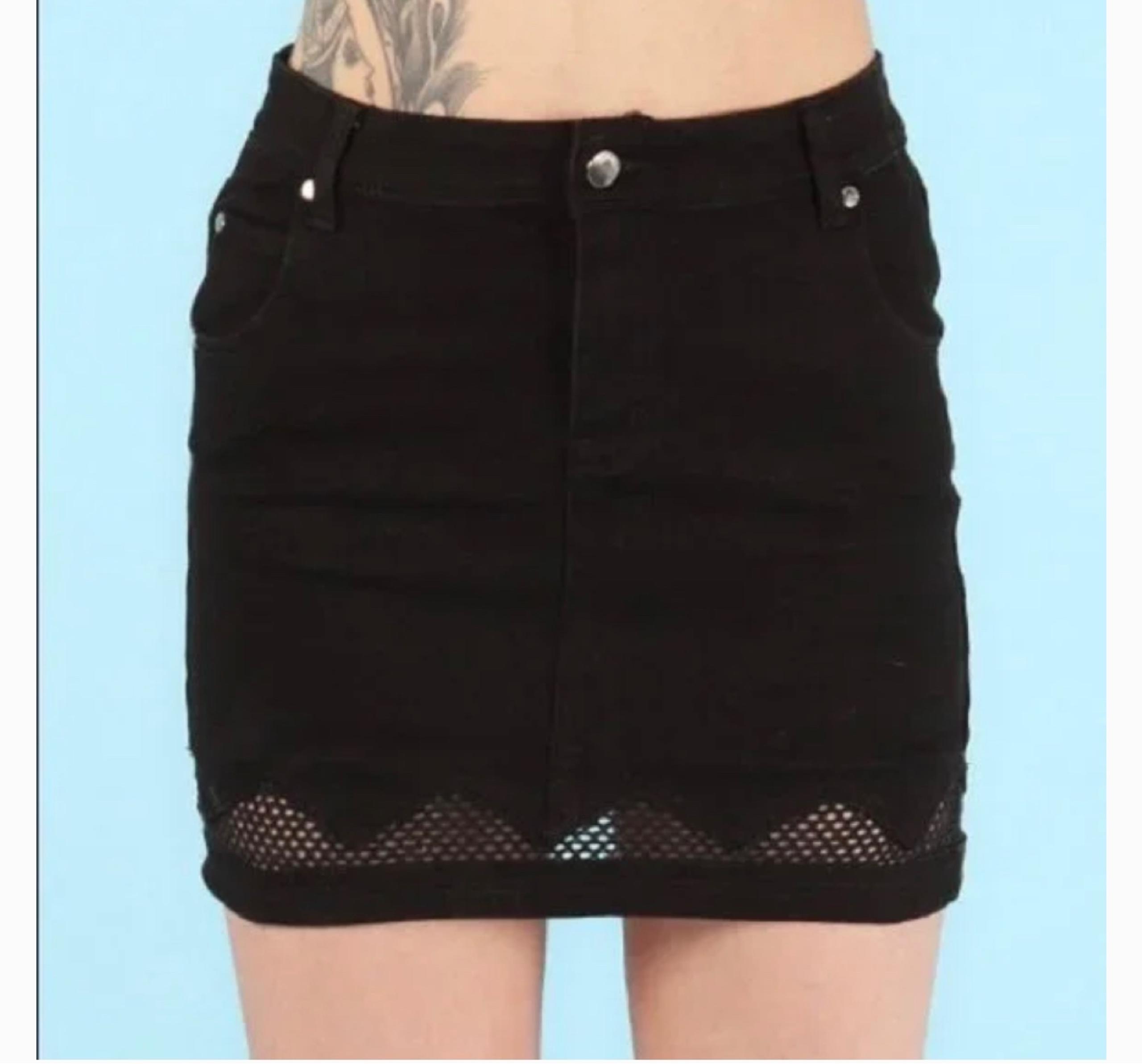 MinkPink black denim jean mini skirt medium