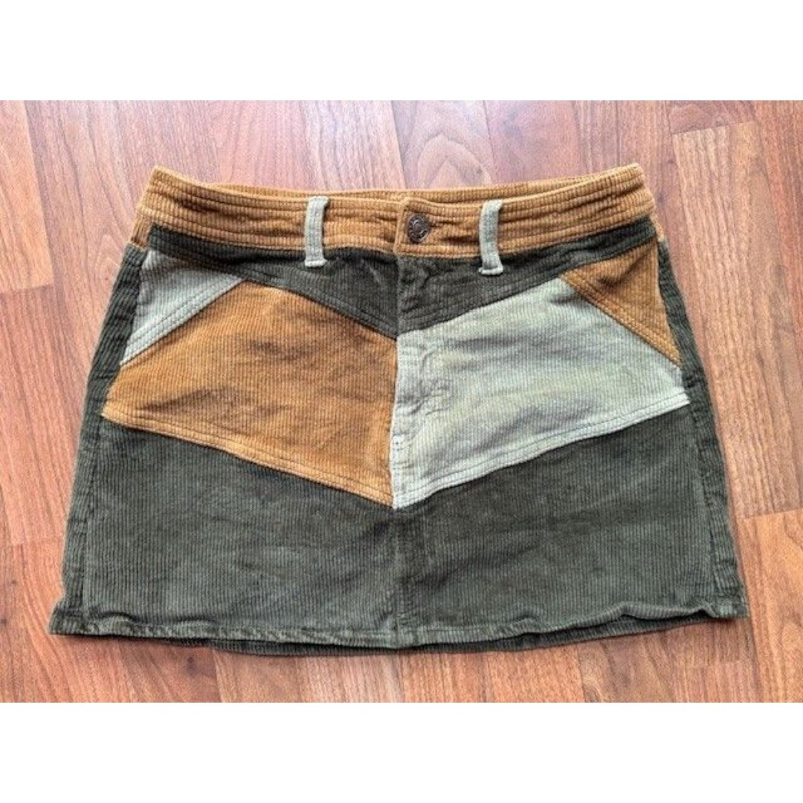 American Eagle AE High Rise A-Line Corduroy Colorblock Mini Skirt Sz 10