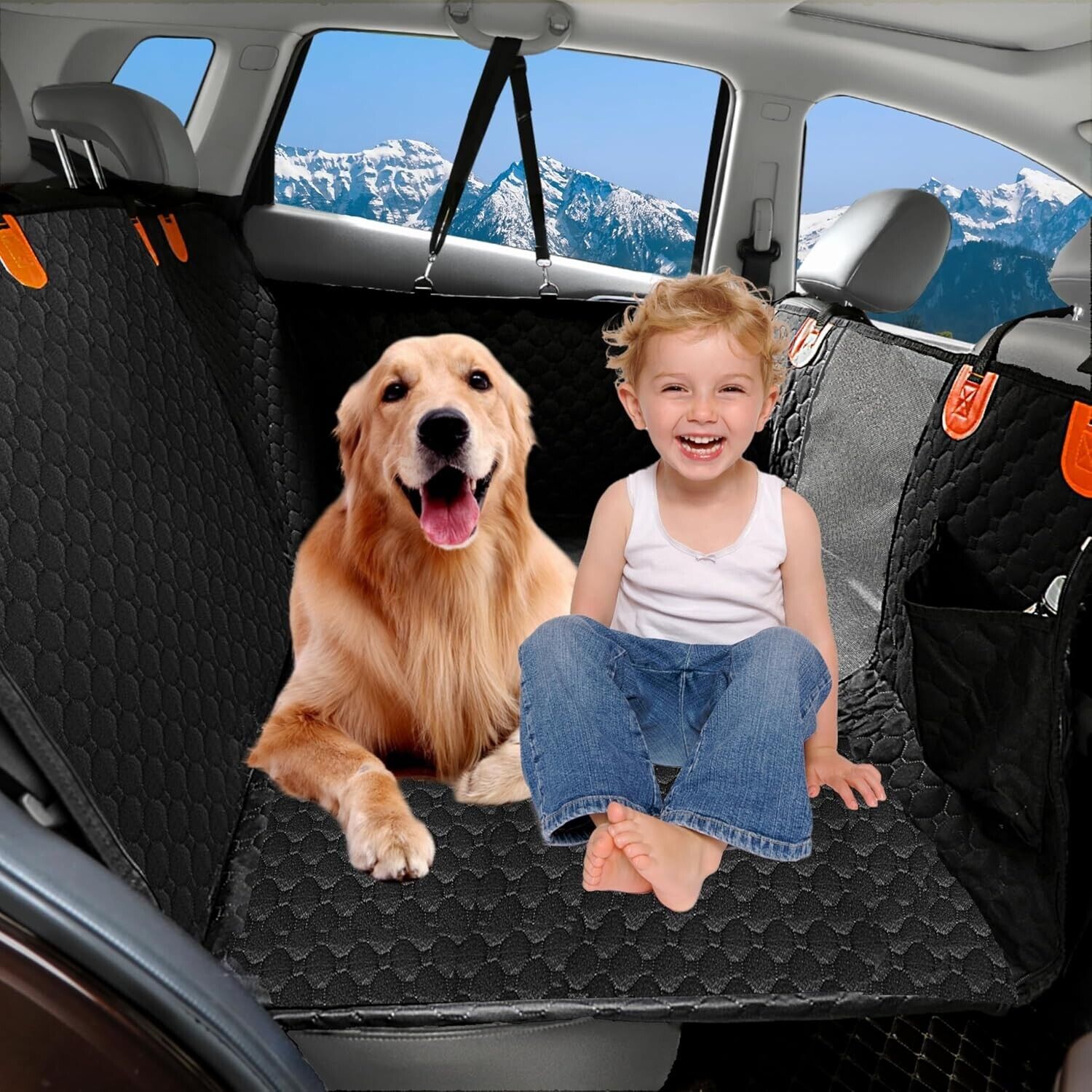 Dog Car Back Seat Cover Waterproof Anti-Scratch Nonslip Hammock Safety Belt