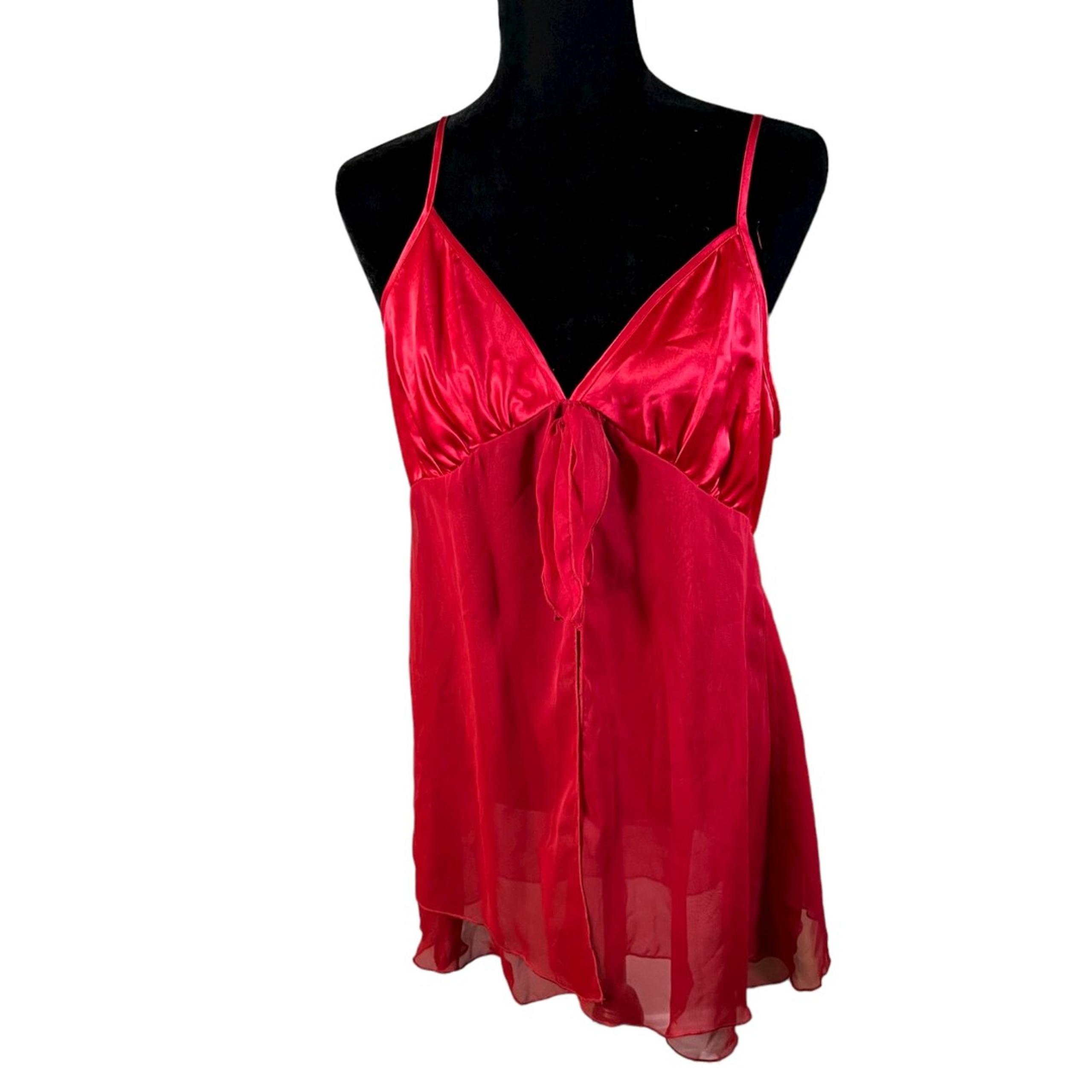 Inner Most Vintage USA Made Red Silky Sheer Babydoll Top Lingerie Medium