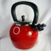 COPCO Camden Red Tea Kettle Enamel on Steel Whistling 6 Cup Distressed