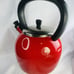 COPCO Camden Red Tea Kettle Enamel on Steel Whistling 6 Cup Distressed