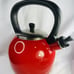COPCO Camden Red Tea Kettle Enamel on Steel Whistling 6 Cup Distressed