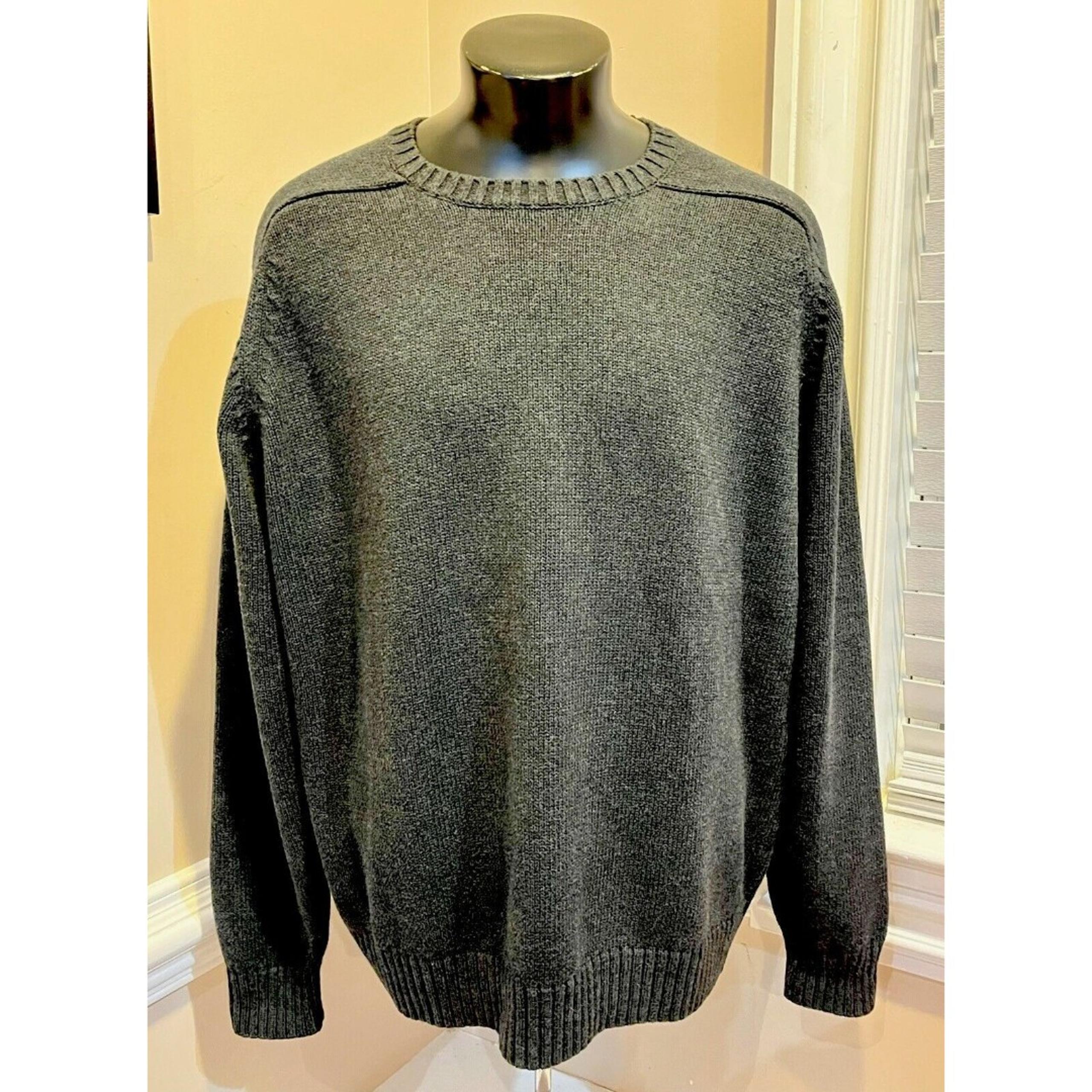 Vintage Lands End Sweater Mens XL Charcoal Crewneck Heavy Made in Japan Preppy