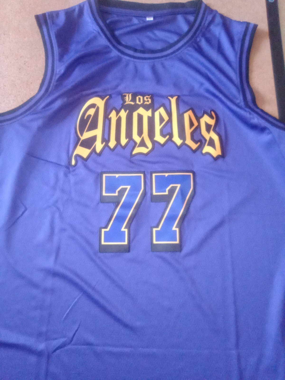 Luka Doncic Lakers purple w Gold lettering stitched embroidered Jersey 2x