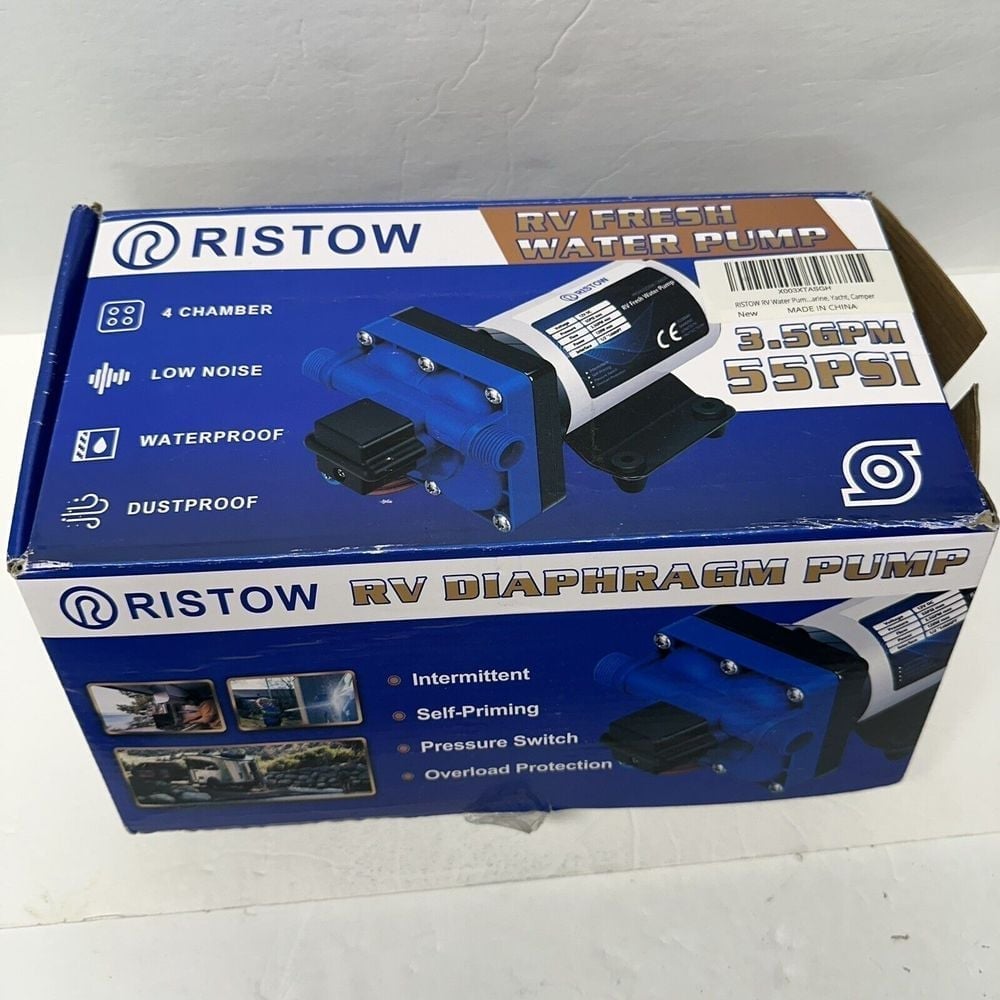 RISTOW 12V DC RV Boat Yacht Diaphragm Water Pump 3.5GPM 55PSI Self Priming