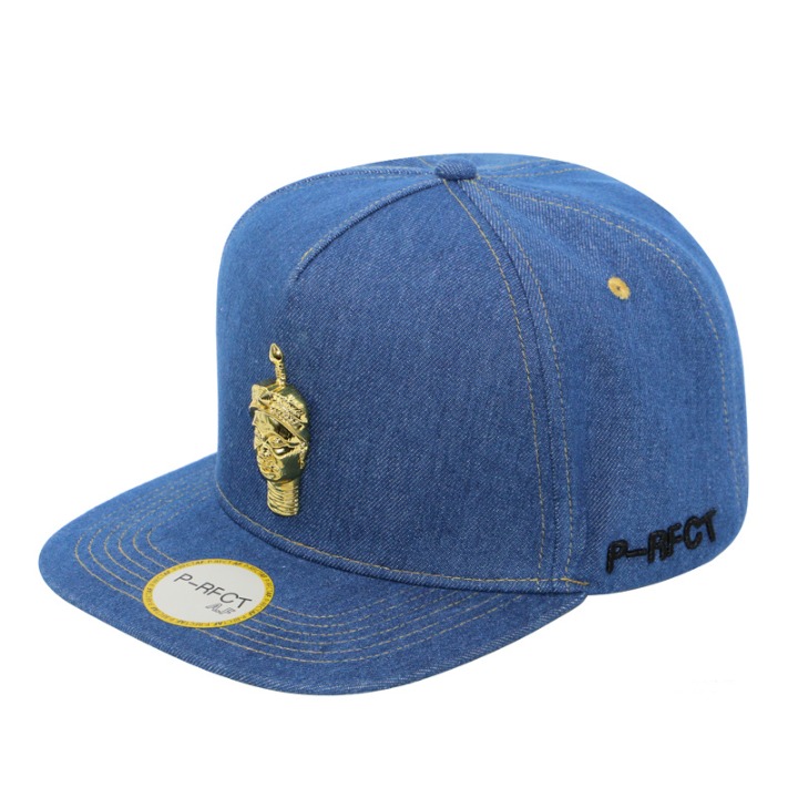 High Quality Denim Cap Wholesale Custom Metal Logo Snapback Hat Baseball Cap