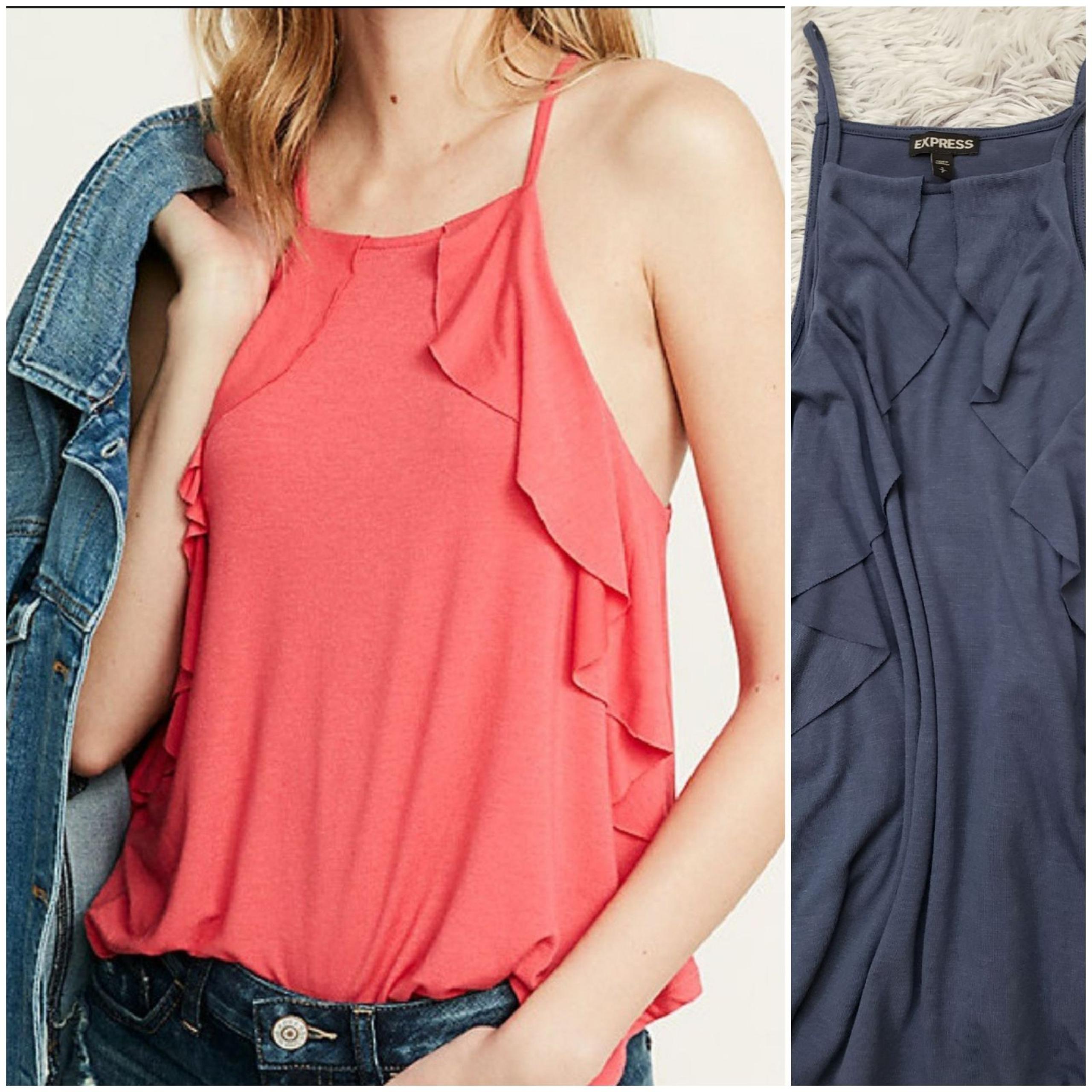 Express High Neck Ruffle Tank Top