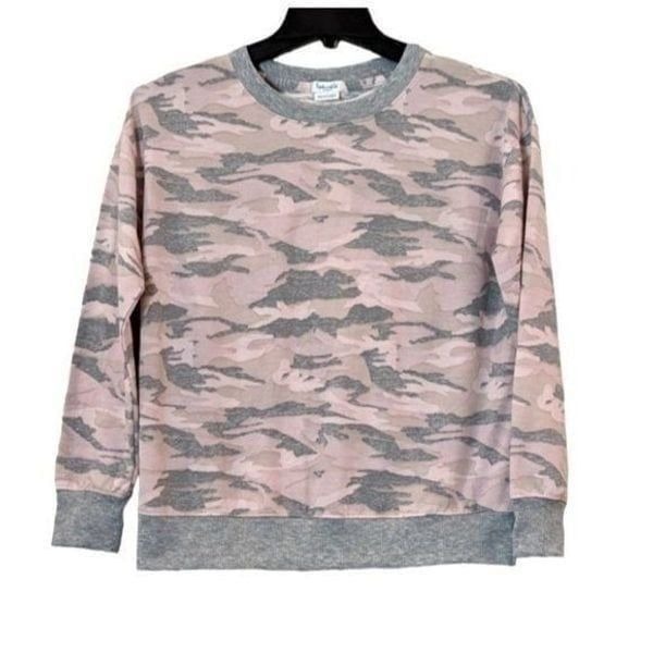 Splendid Womens Small Soft Pink Gray Long Sleeve Crew Neck Pullover Sweatshirt