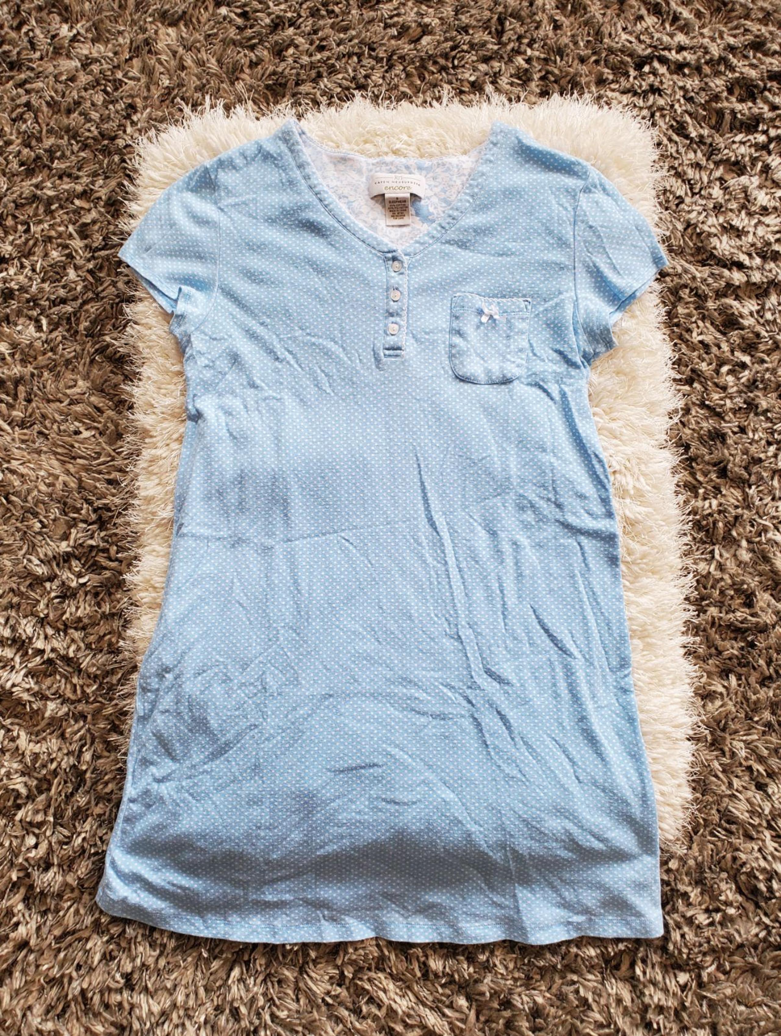 Karen Neuburger Intimates & Sleepwear T-shirt Nightgown Small Blue White Polka