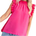 Glam Women's Large Sleeveless Tank Top Blouse Shirt Baby Pink Ruffles Feminine