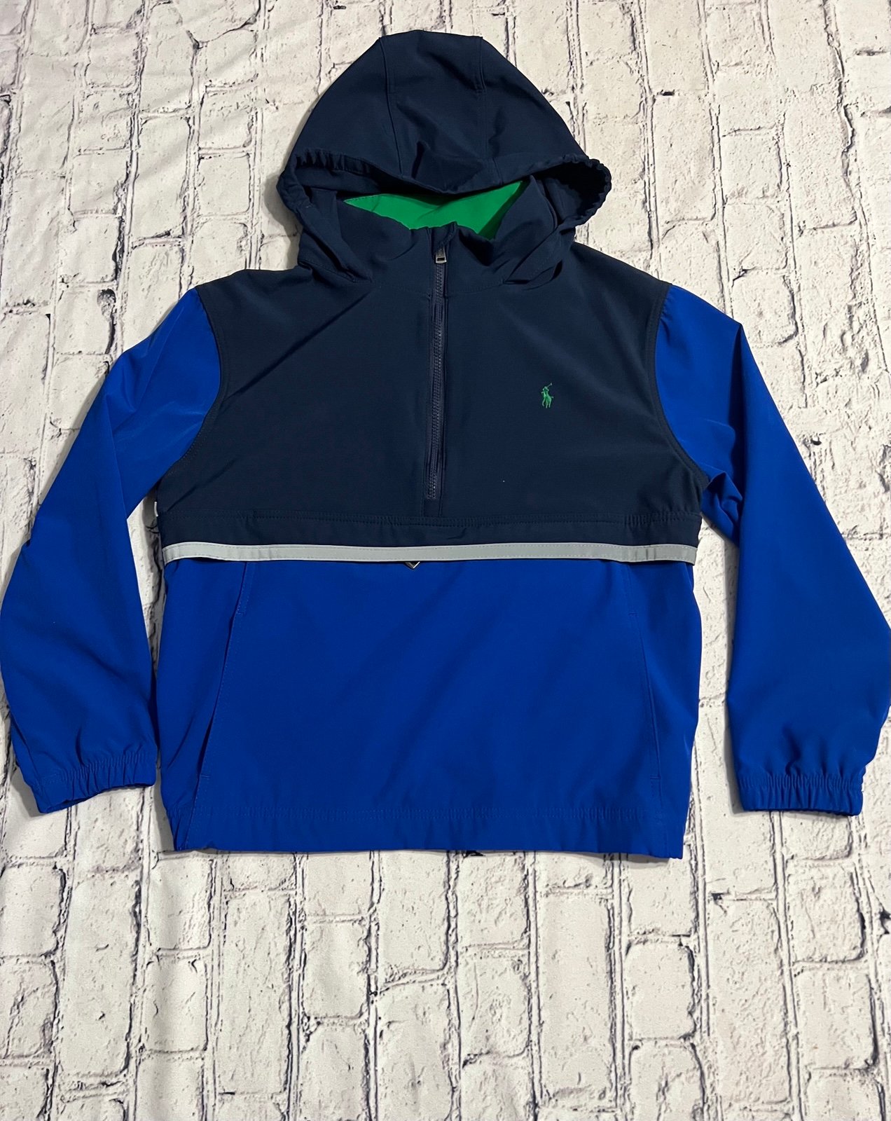 Kid’s Polo Ralph Lauren Color Block Hooded Half-Zip Pullover Jacket Size 7
