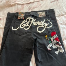 ed hardy wide leg jeans