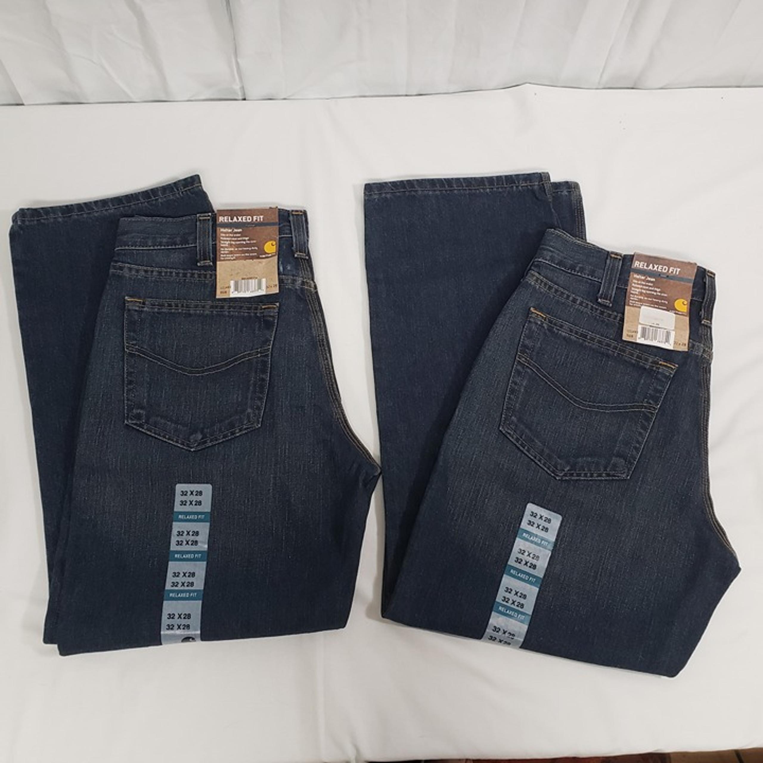 QTY 2 -Carhartt Men's 32x28 Holter Jean Relaxed Fit Bed Rock Blue Denim